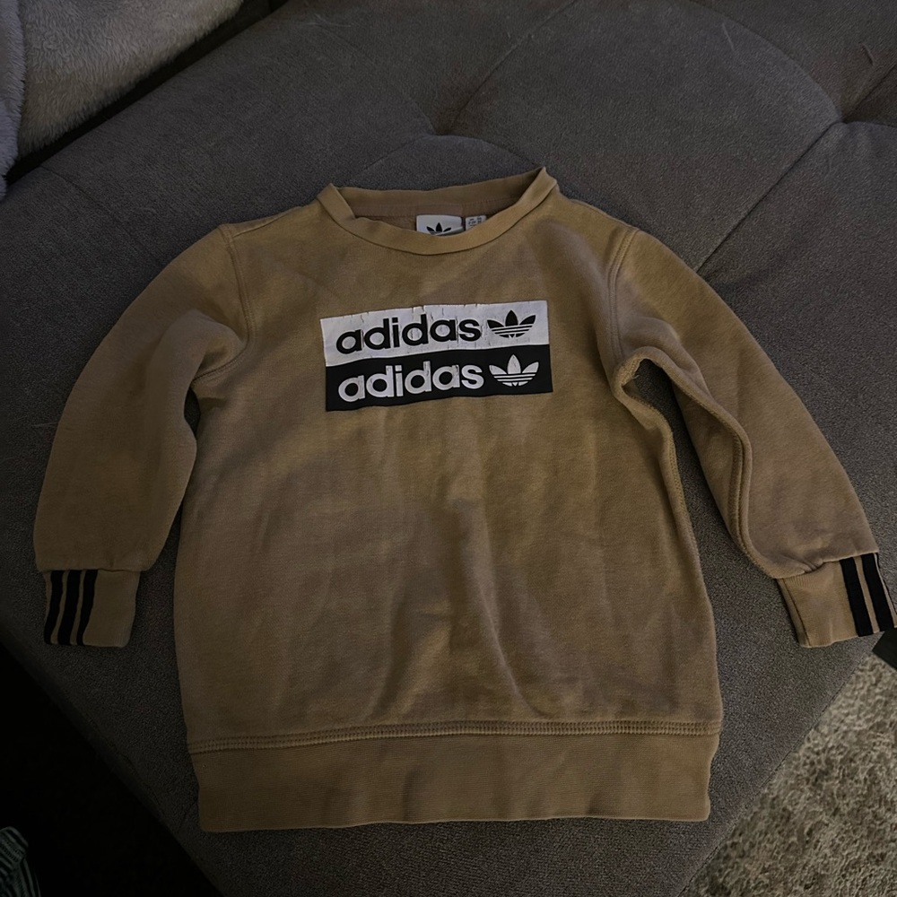 Adidas Beige Crewneck with Black and White Logo